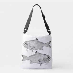 Seltsame Vintage Fische zeichnend Tragetaschen Mit Langen Trägern