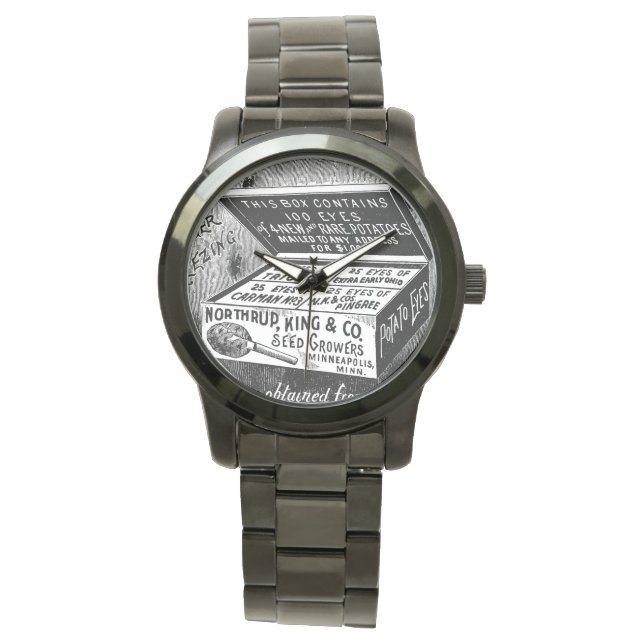Seltsame Vintage Kartoffelwerbung Armbanduhr (Vorderseite)