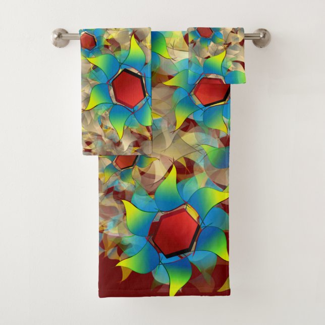 Seltsame virtuelle Blume, bläuliche Blütenblätter  Badhandtuch Set (Insitu)