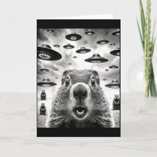 Seltsame Waldmurmeltiere Selfie mit Alien Ufo Lust Karte
