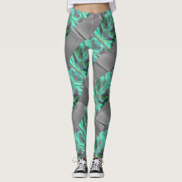 Seltsamer Camouflage-Satinton, grün bis kohlenstof Leggings