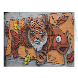 Seltsamer Oranger Tigerfisch Graffiti