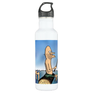 Seltsamer Tag Fischen Cartoon Edelstahlflasche