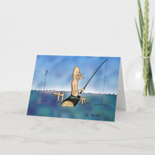 Seltsamer Tag Fischen Cartoon Geburtskarte Karte
