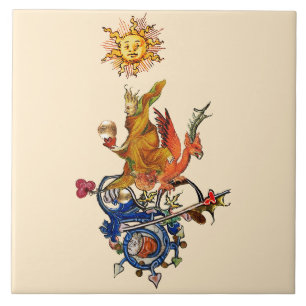SELTSAMES MITTELALTERLICHES BESTIARIUM,ALCHEMIST,R FLIESE
