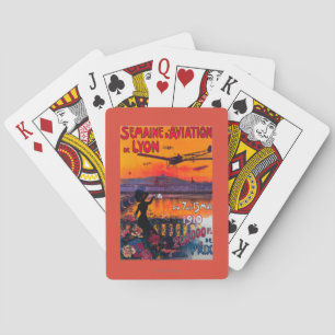 Semaine d' Aviation De Lyon Vintage Poster Spielkarten
