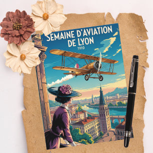 Semaine d'Aviation de Lyon Vintage Geburtstagskart Postkarte