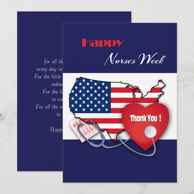 Semaine heureuse des infirmières. Carte patriotiqu (Devant / Derrière)