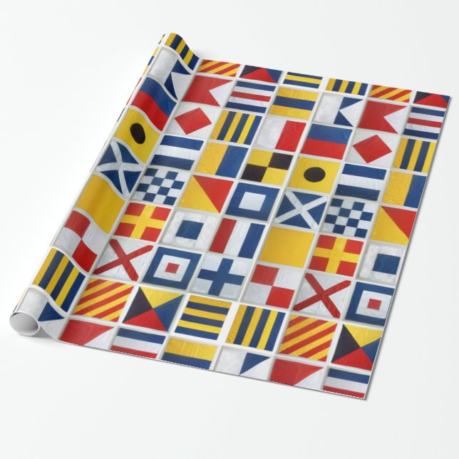 Semaphor-Flaggen Geschenkpapier (Ungerollt)