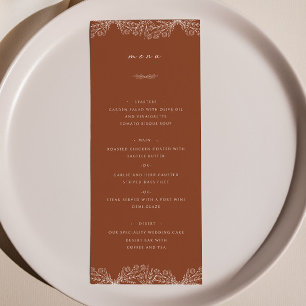 Semi Floral Brûlé Orange Mariage Menu Dîner