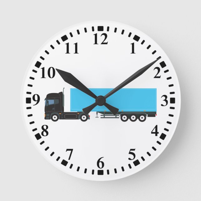 Semi-Trailer Truck Transportation Trucks Runde Wanduhr (Vorderseite)