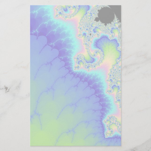 Semi Transparent Abstrakt Blue Coastline Fraktal Briefpapier (Vorderseite)