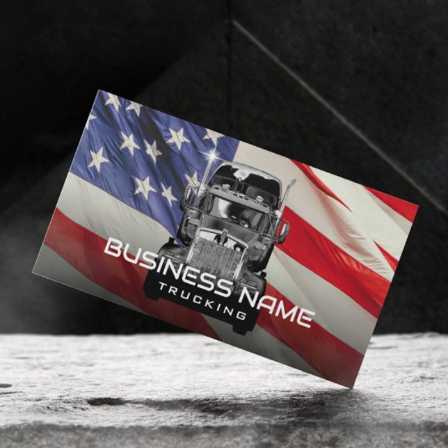 Semi Truck Beruflich Trucking American Flag Visitenkarte (Von Creator hochgeladen)