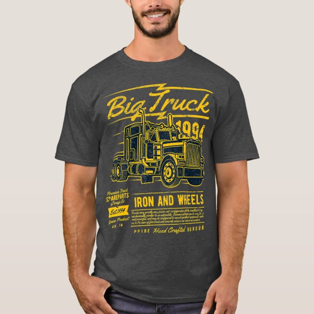 Semi Truck Big Truck Diesel Eisen Räder T-Shirt (Vorderseite)