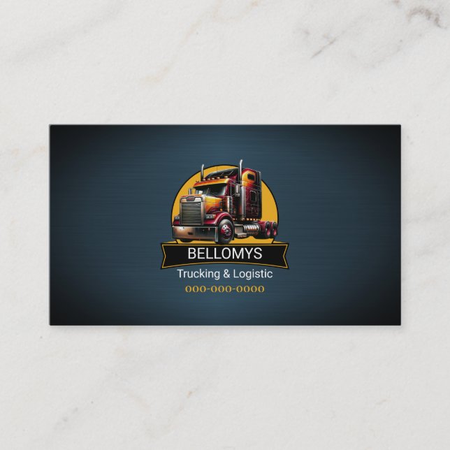 Semi Truck Blue Metallic Business Card Visitenkarte (Vorderseite)