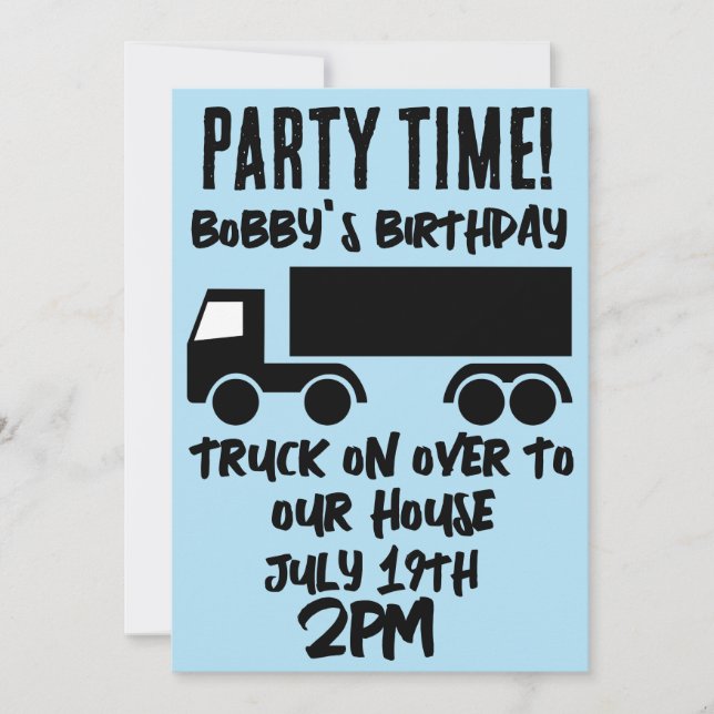 SEMI-TRUCK BOYS KINDERGEBURTSTAG PARTY EINLADUNGEN (Vorderseite)