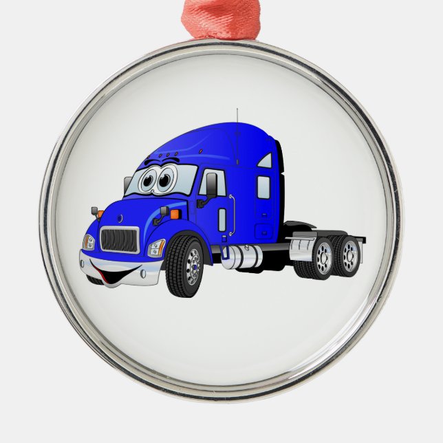 Semi Truck Cab Blue Ornament Aus Metall (Vorne)