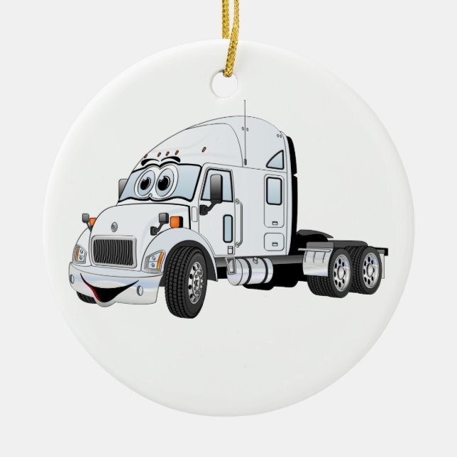 Semi Truck Cab White Keramik Ornament (Vorne)