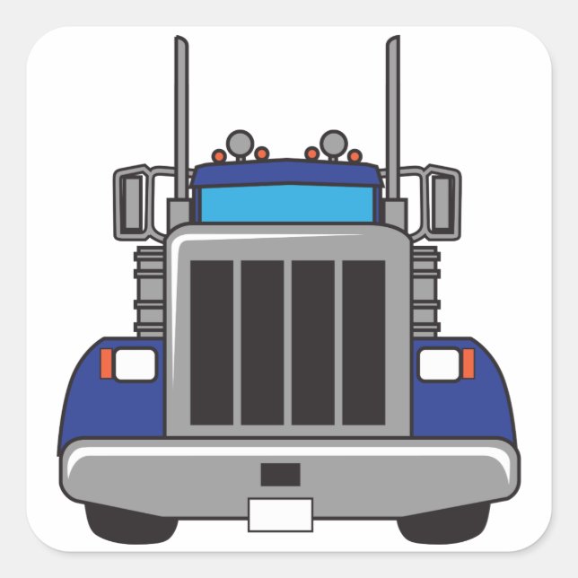 Semi Truck Front Quadratischer Aufkleber (Vorderseite)