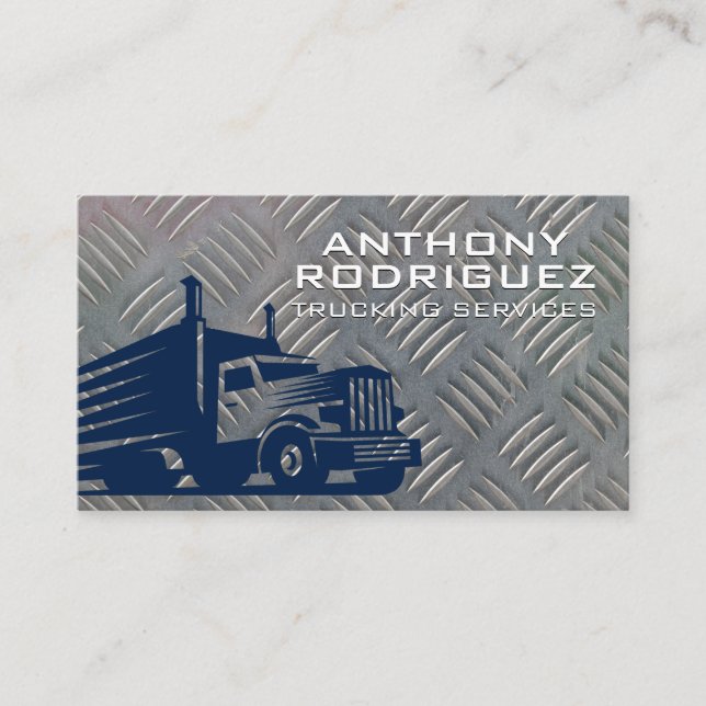 Semi Truck Logo | Hintergrund der Metallplatte Visitenkarte (Vorderseite)
