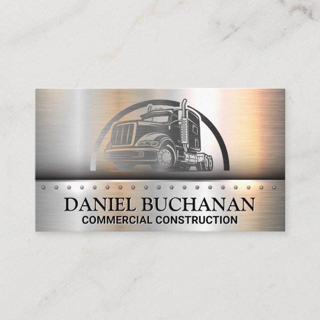 Semi Truck Logo | Metall gebürstet Visitenkarte (Vorderseite)