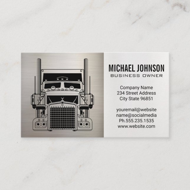 Semi Truck Logo | Metallic | Blue Collar Visitenkarte (Vorderseite)