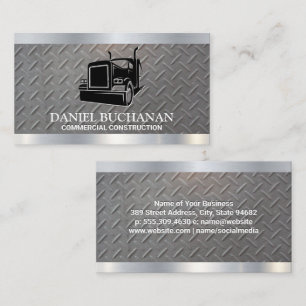Semi Truck Logo   Metallic Steel Visitenkarte