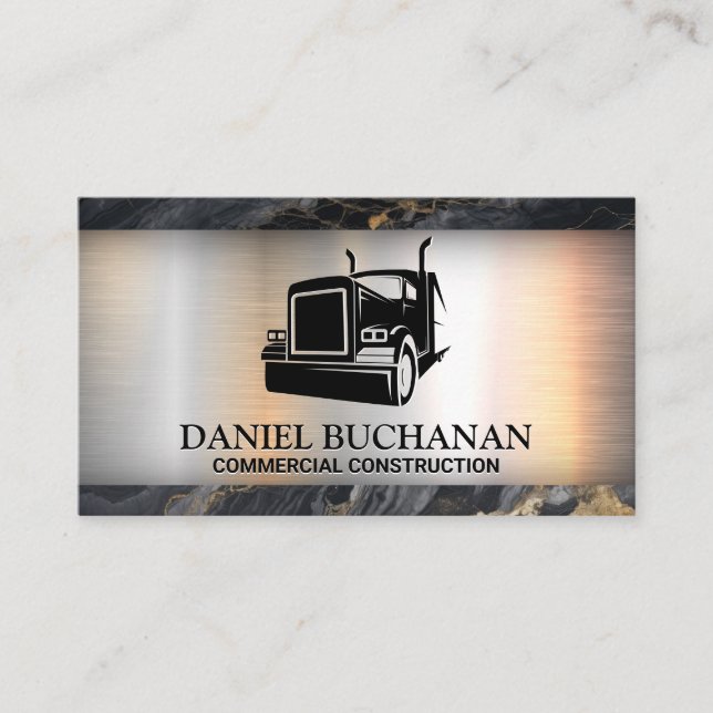 Semi Truck Logo | Metallisch | Marmor Visitenkarte (Vorderseite)