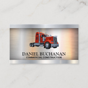 Semi Truck Logo   Metallischer Hintergrund Visitenkarte