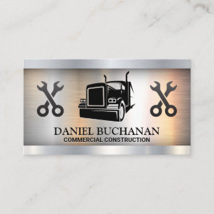Semi Truck Logo   Wrenches   Metallic Visitenkarte