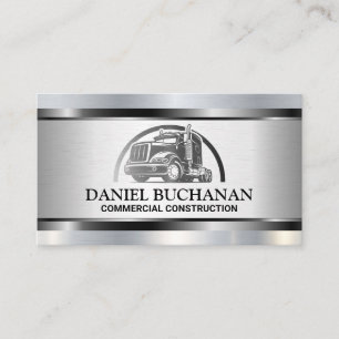 Semi Truck Metal Logo Metallic Brushed Visitenkarte
