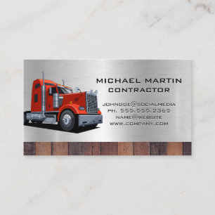 Semi Truck   Metall und Holz Visitenkarte