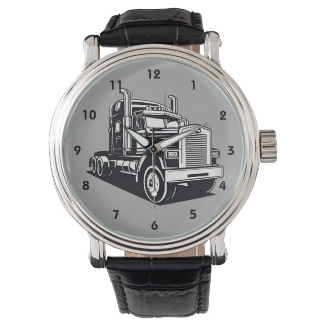 Semi Truck Transport Highway Cool Driver Armbanduhr (Vorderseite)