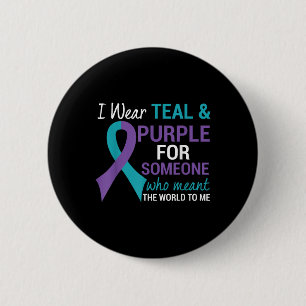 Semicolon Aquamarin &amp; Lila Ribbon Suicide Awar Button