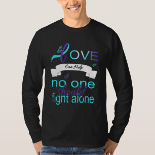 Semicolon Aquamarin Lila Ribbon Suicide Prevention T-Shirt