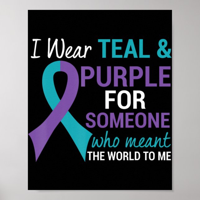 Semicolon Aquamarin und Lila Ribbon Suicide Bewuss Poster (Vorne)