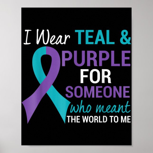 Semicolon Aquamarin und Lila Ribbon Suicide Bewuss Poster (Vorne)
