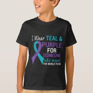 Semicolon Aquamarin und Lila Ribbon Suizidbewussts T-Shirt