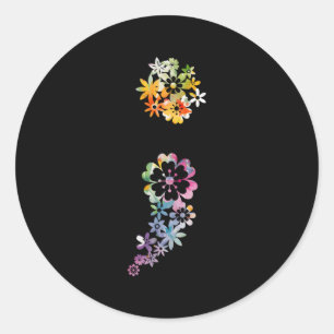 Semicolon Blume Tal Health Materie Sensibilisierun Runder Aufkleber