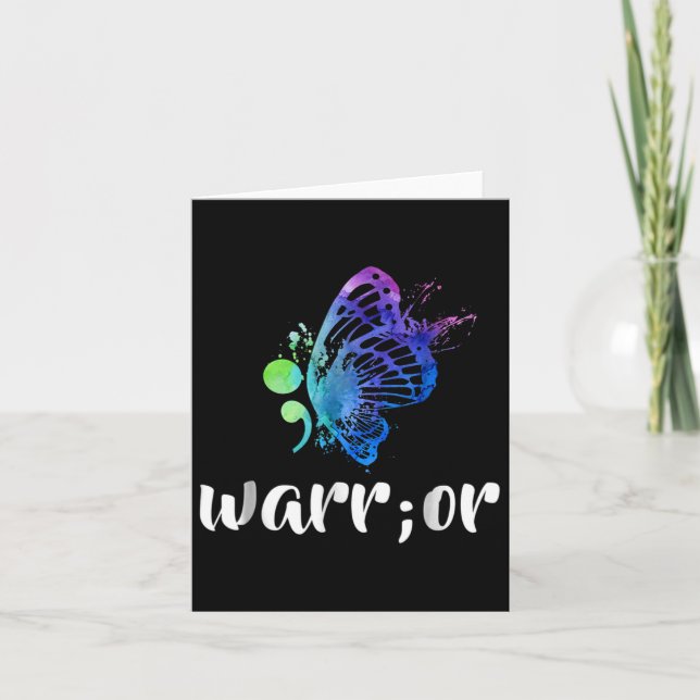 Semicolon Butterfly Suicide Prevention Awareness T Karte (Vorderseite)