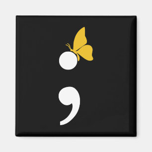 Semicolon Butterfly Suizid Depression Prevention Magnet