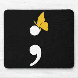 Semicolon Butterfly Suizid Depression Prevention Mousepad