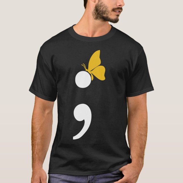 Semicolon Butterfly Suizid Depression Prevention T-Shirt (Vorderseite)