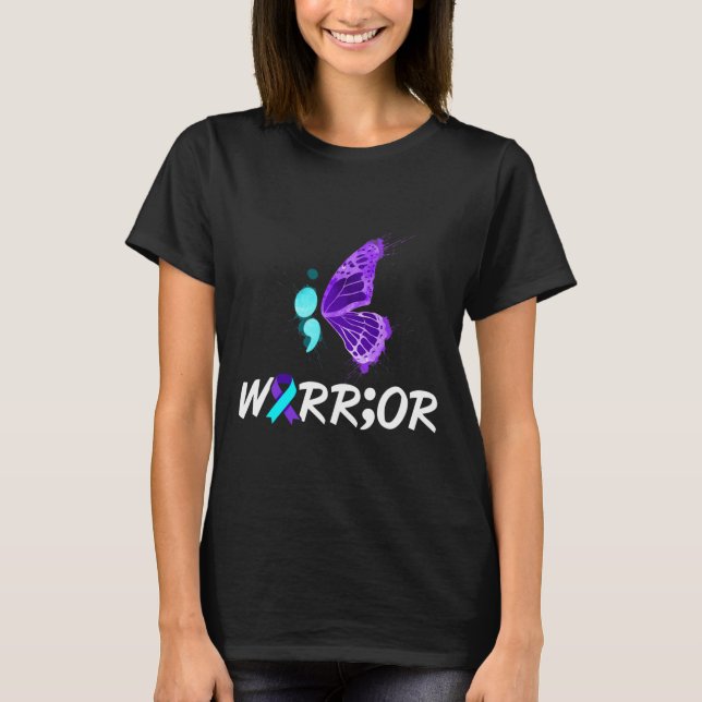 Semicolon Butterfly Suizidprävention Bewusstsein 1 T-Shirt (Vorderseite)