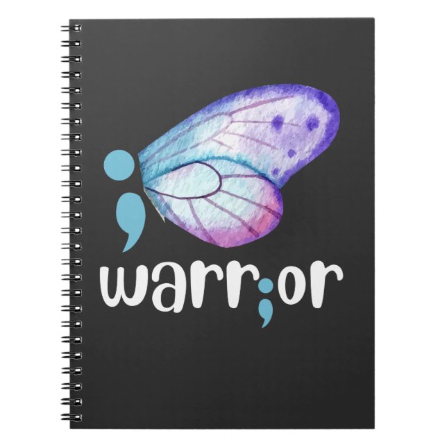Semicolon Butterfly - Suizidprävention Bewusstsein Notizblock (Vorderseite)