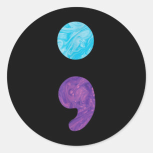 Semicolon Depression Suizidprävention Bewusstsein Runder Aufkleber