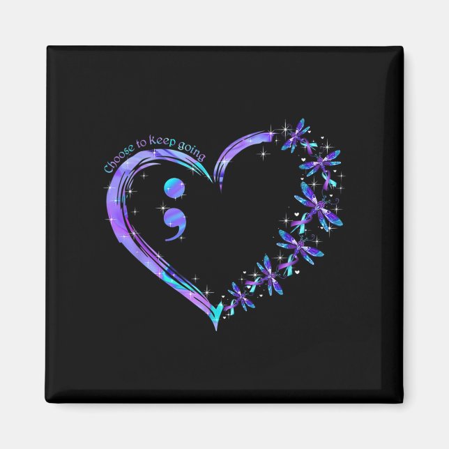 Semicolon Dragonfly Suizidprävention Monat Magnet (Vorne)