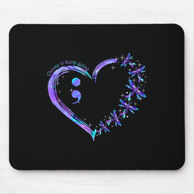 Semicolon Dragonfly Suizidprävention Monat Mousepad (Vorne)