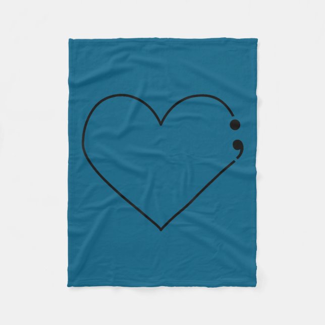 Semicolon Heart Mental Health Awareness Therast De Fleecedecke (Vorderseite)