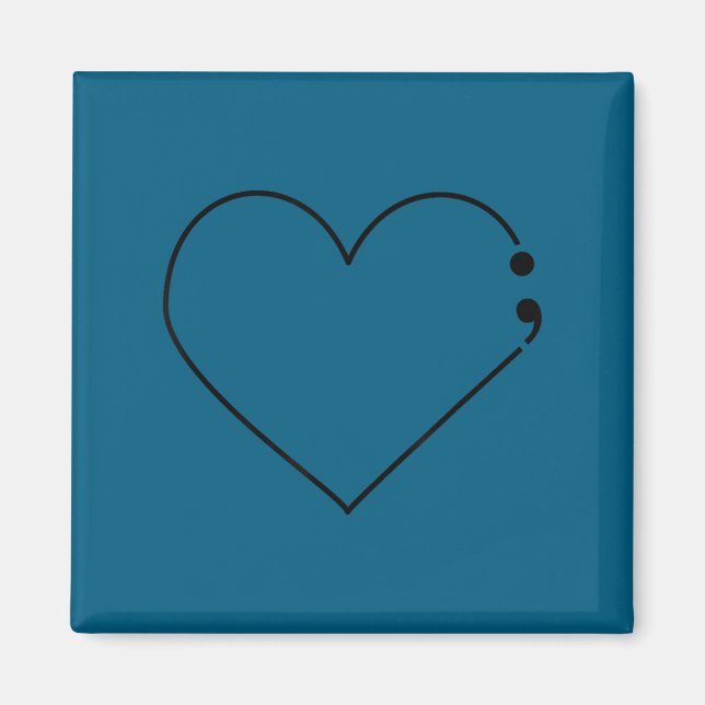 Semicolon Heart Mental Health Awareness Therast De Magnet (Vorne)